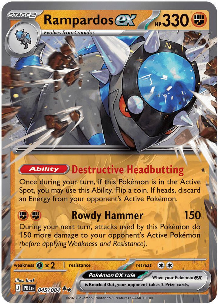 Rampardos ex 045/084 Double Rare Holo Pitch Black NM/M