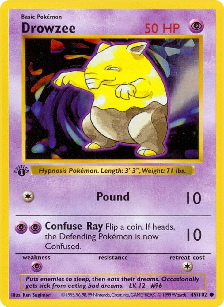 Drowzee 49/102 Common Base Set Unlimited Shadowless NM/M