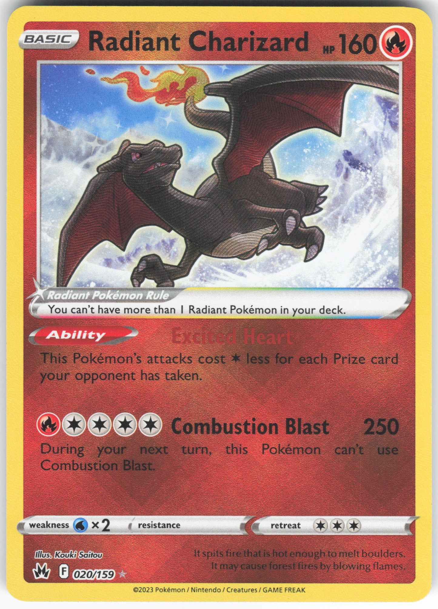 Radiant Charizard Radiant Rare Crown Zenith 020/159 NM