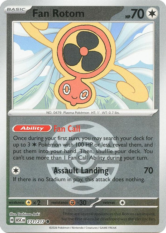 Fan Rotom (Dusk Ball) 171/217 Common Reverse Holo Ascended Heroes NM/M