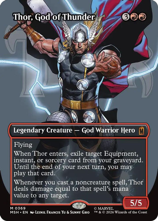 Thor, God of Thunder (Borderless) (0369) 369 Mythic Foil Marvel Super Heroes LP