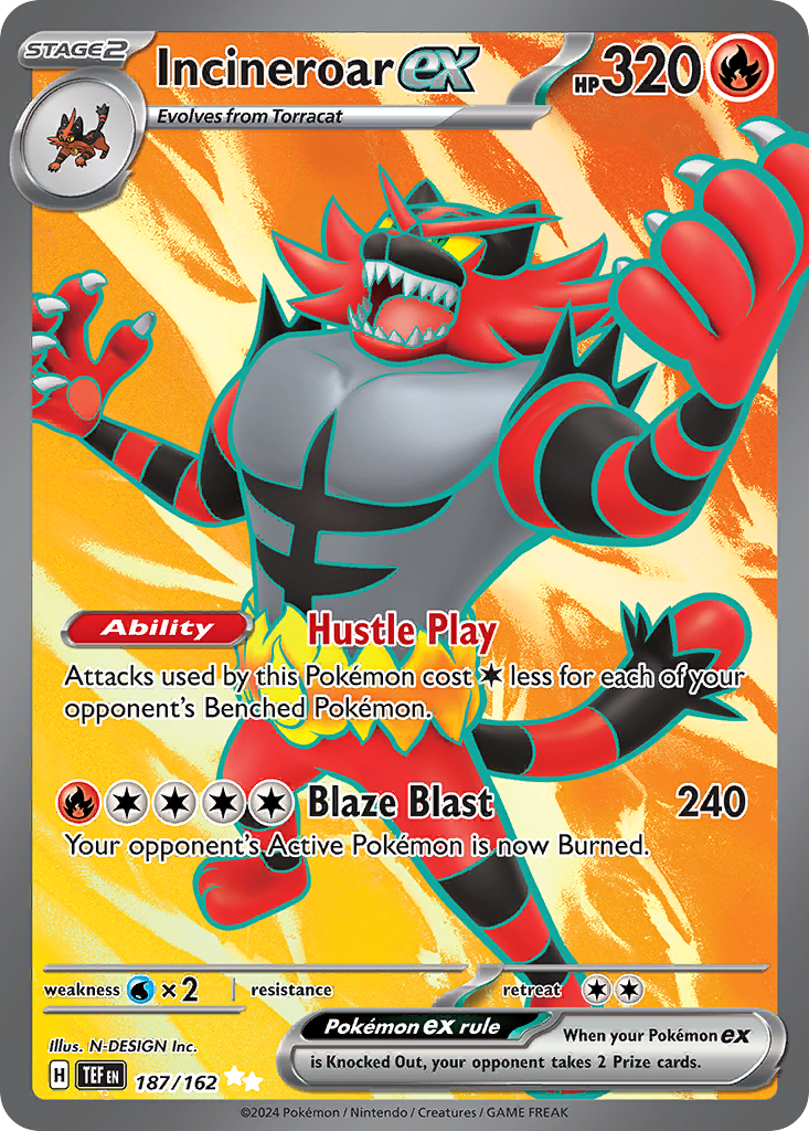 Incineroar ex 187/162 Ultra Rare Temporal Forces NM/M