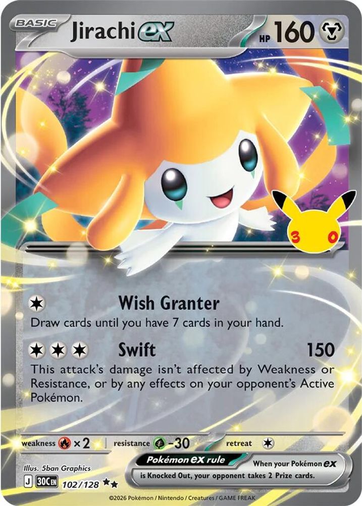 Jirachi ex 102/128 Double Rare ME: 30th Celebration NM/M
