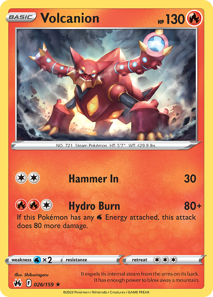 Volcanion 026/159 Rare Crown Zenith Holo NM/LP