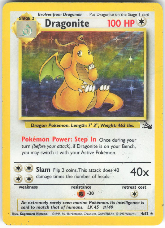 Dragonite 4/62 Rare Fossil Unlimited Holo HP
