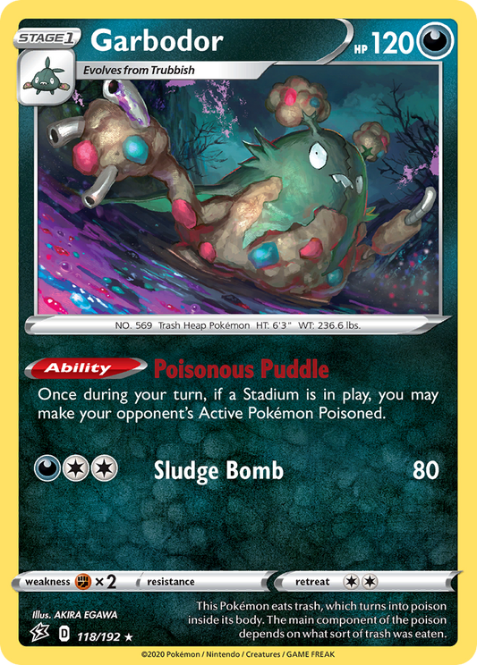Garbodor 118/192 Rare Reverse Holo Rebel Clash NM/LP