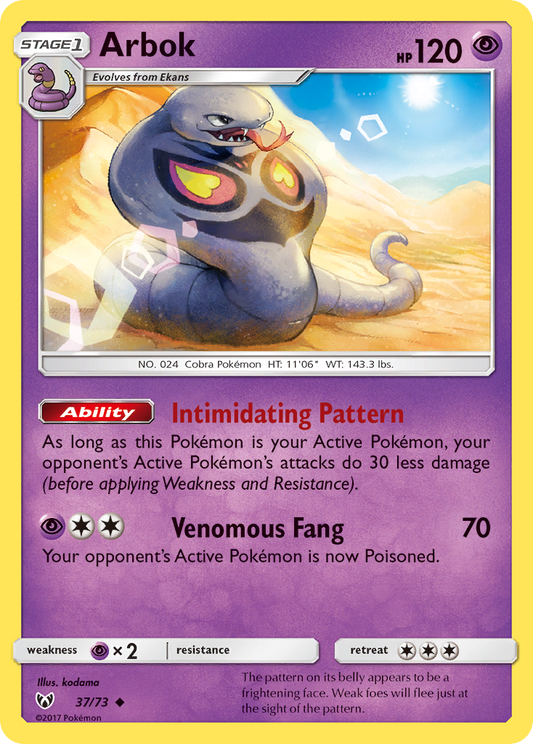 Arbok 37/73 Uncommon Reverse Holo Shining Legends NM/LP