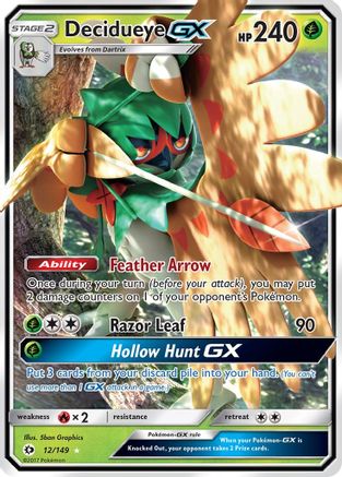Decidueye GX 12/149 Ultra Rare SM Base Set Holo NM/M