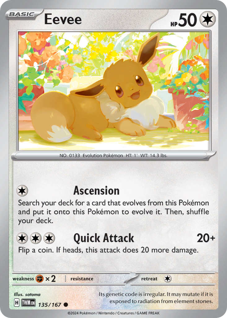Eevee 135/167 Common Reverse Holo Twilight Masquerade NM/M