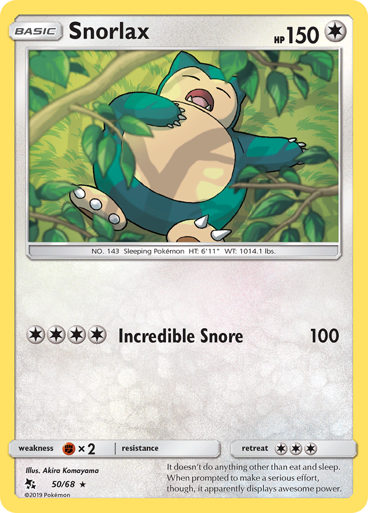 Snorlax 50/68 Rare Hidden Fates NM/M