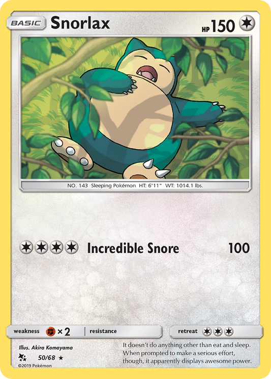 Snorlax 50/68 Rare Hidden Fates NM/M