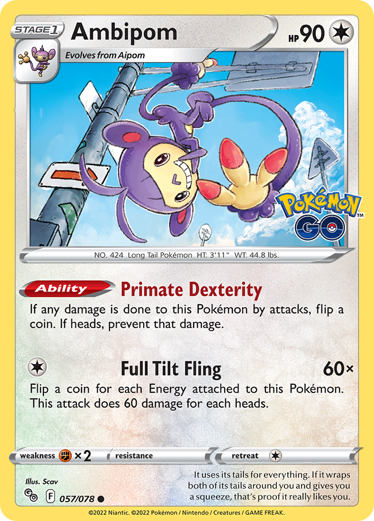 Ambipom 057/078 Common Reverse Holo Pokemon GO NM/LP