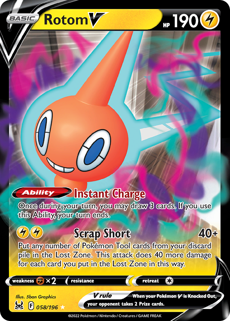 Rotom V 058/196 V Rare Lost Origin Holo NM/M