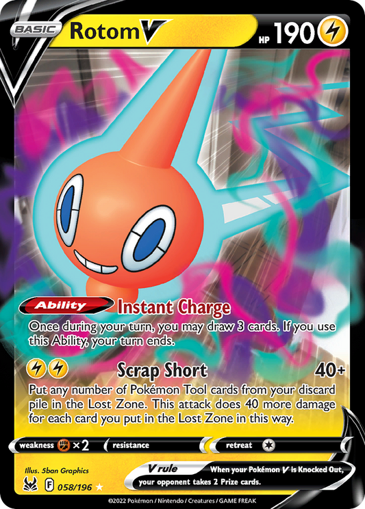 Rotom V 058/196 V Rare Lost Origin Holo NM/M