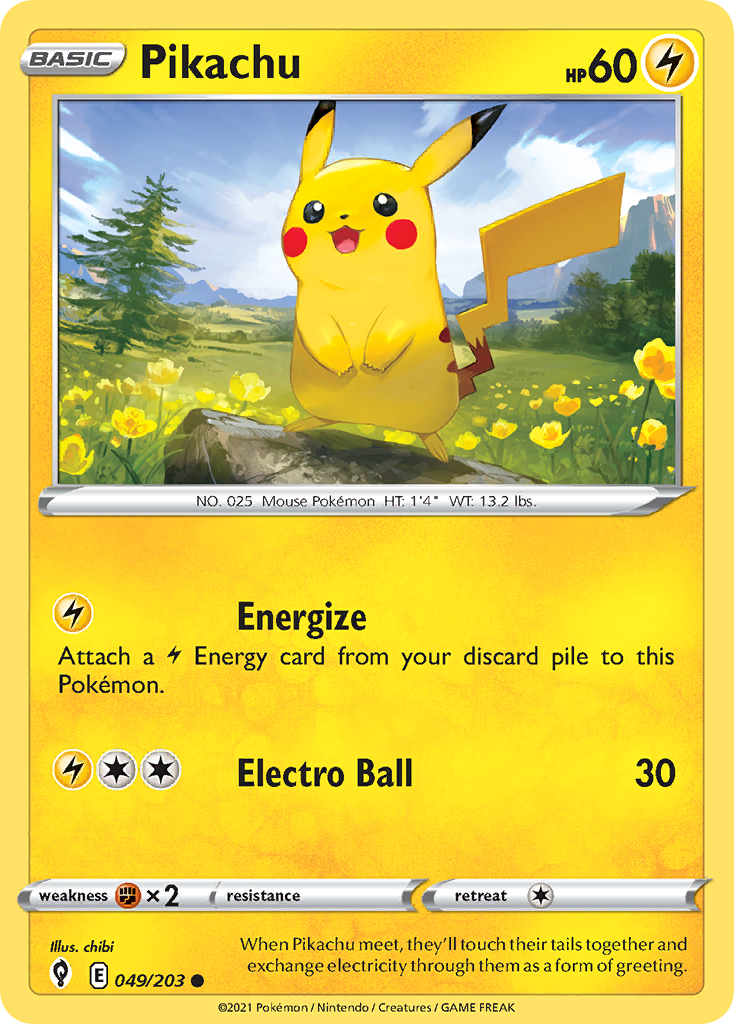 Pikachu 049/203 Common Reverse Holo Evolving Skies NM/LP