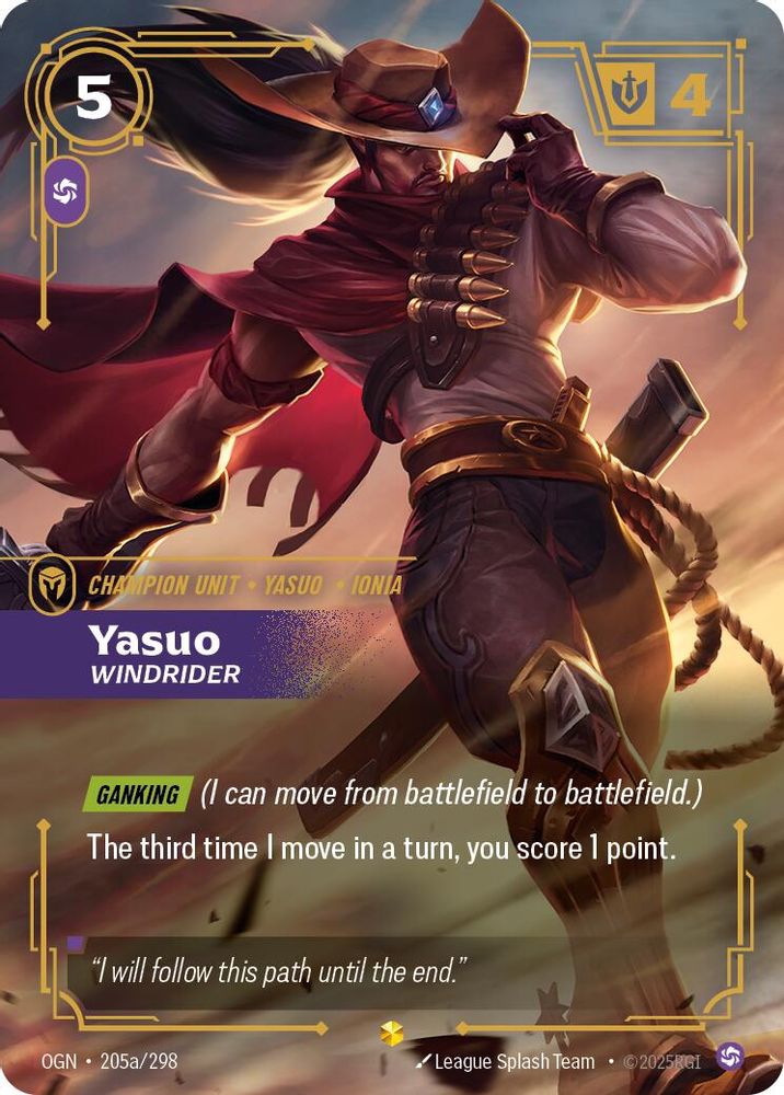 Yasuo - Windrider (Alternate Art) 205A/298 Showcase Origins NM/M