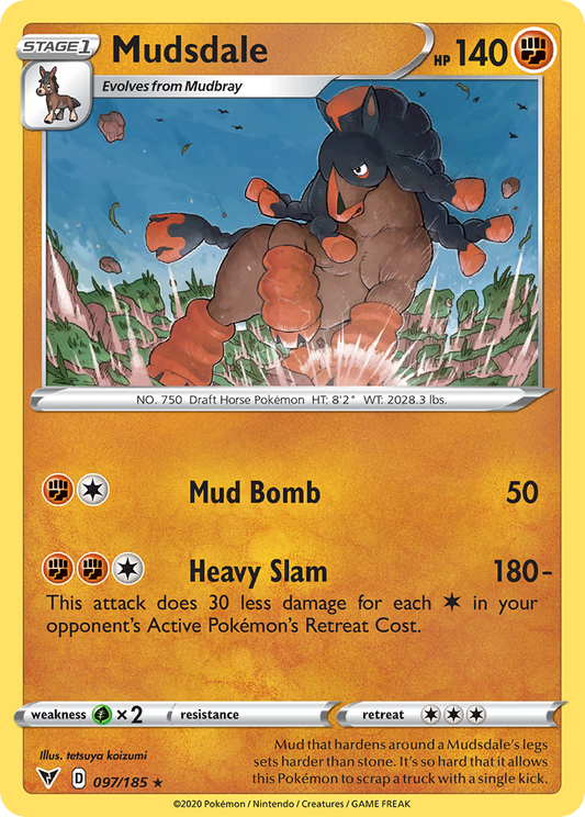 Mudsdale 097/185 Rare Reverse Holo Vivid Voltage NM/LP