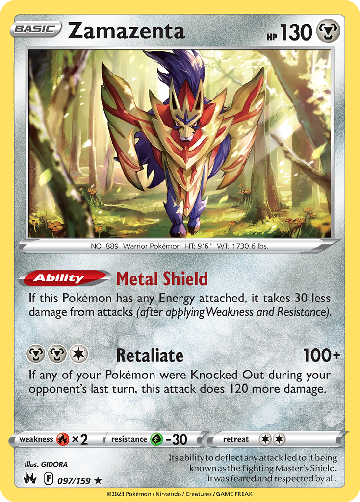 Zamazenta 097/159 Rare Crown Zenith Holo NM/LP