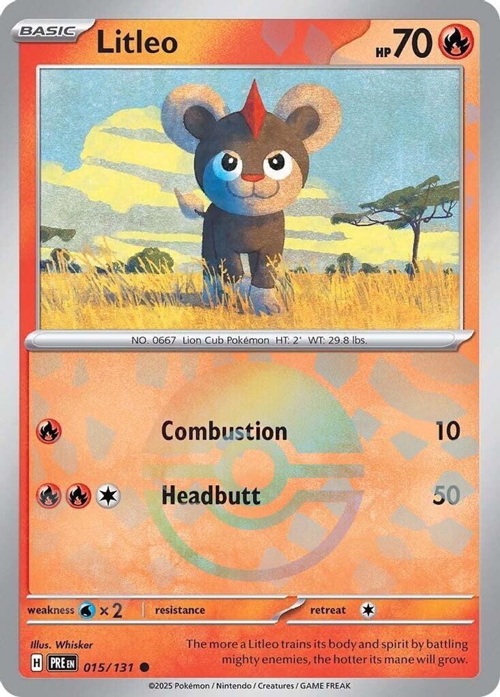 Litleo (Poke Ball Pattern) 015/131 Common Prismatic Evolutions Holo NM/M