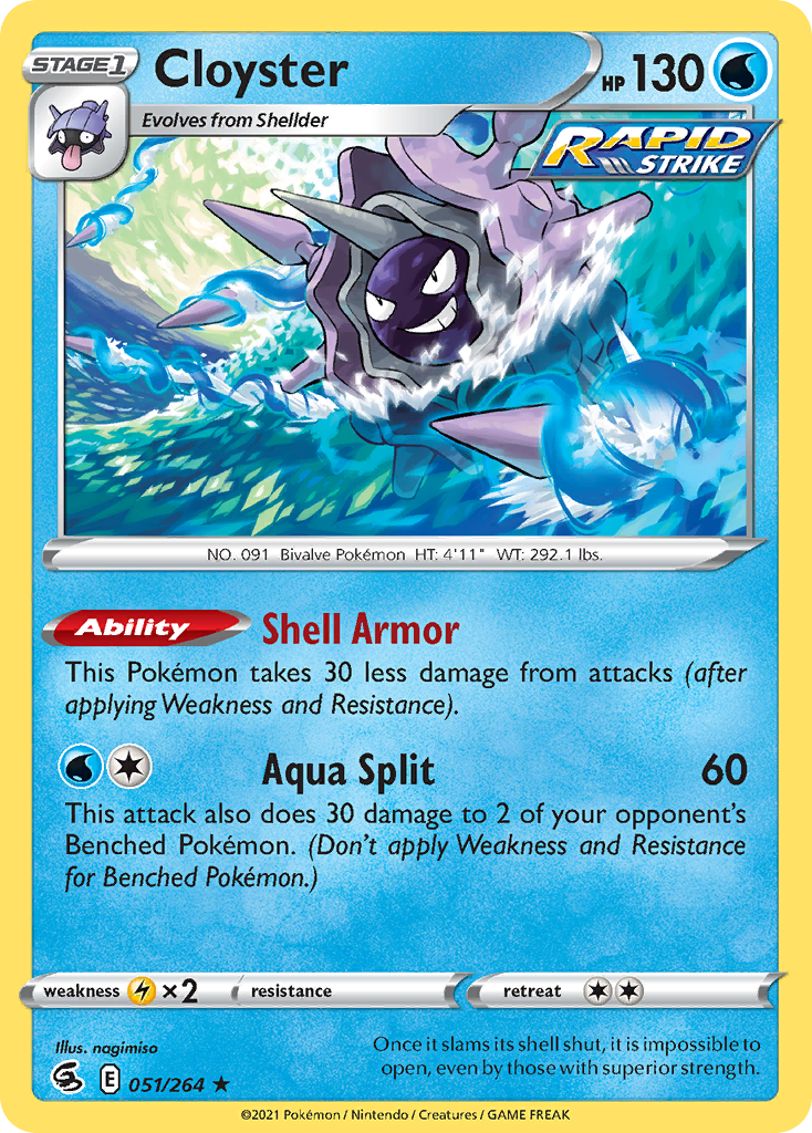 Cloyster 051/264 Rare Reverse Holo Fusion Strike NM/LP