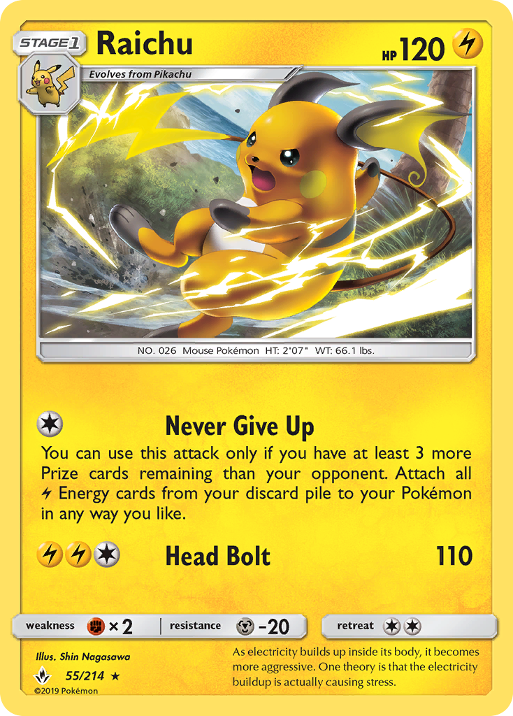 Raichu 55/214 Rare Unbroken Bonds NM/M