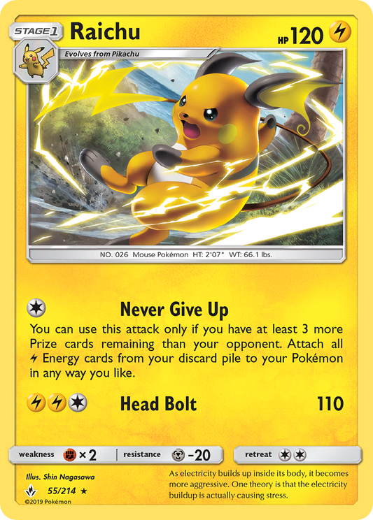 Raichu 55/214 Rare Unbroken Bonds NM/M