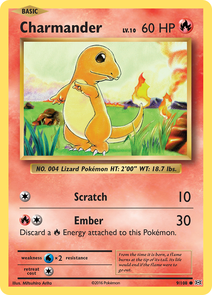 Charmander 9/108 Common Reverse Holo Evolutions NM/LP