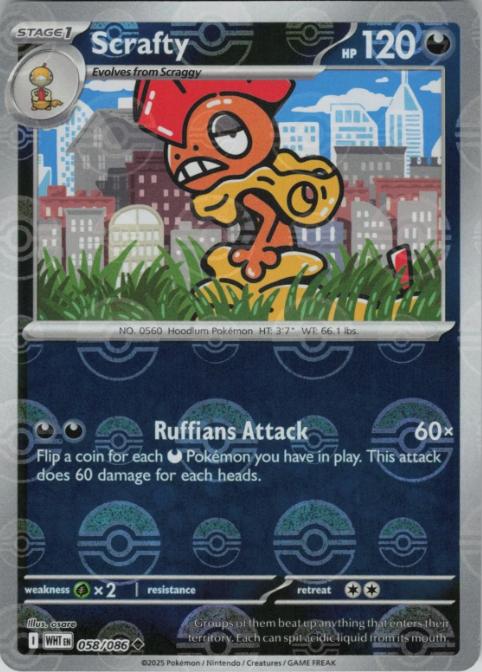Scrafty (Poke Ball Pattern) 058/086 Uncommon White Flare NM/M