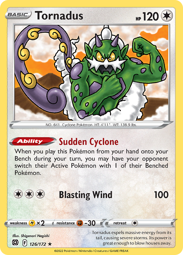 Tornadus 126/172 Rare Reverse Holo Brilliant Stars NM/LP