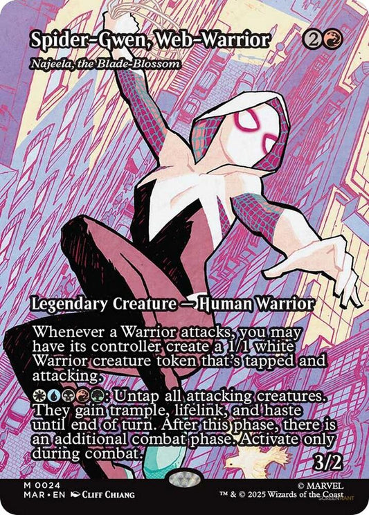 Spider-Gwen, Web-Warrior - Najeela, the Blade-Blossom (Borderless) 24 Foil Marvel Universe Eternal-Legal NM/M