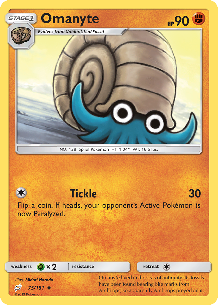 Omanyte 75/181 Uncommon Reverse Holo Team Up NM/LP