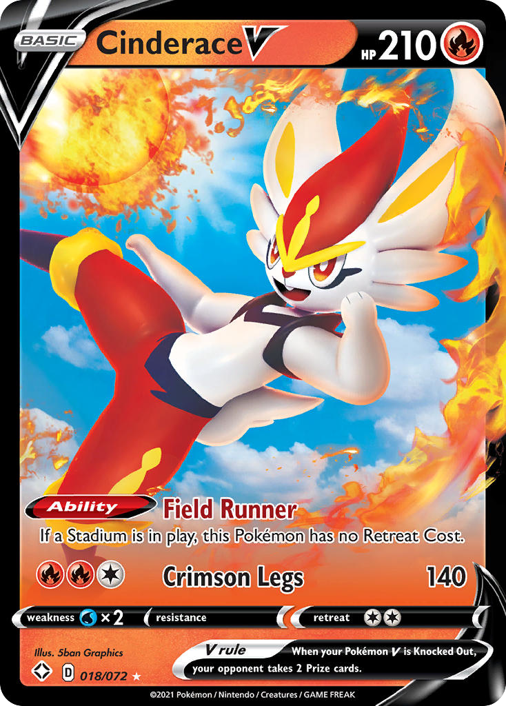 Cinderace V 018/072 V Rare Shining Fates Holo NM/M