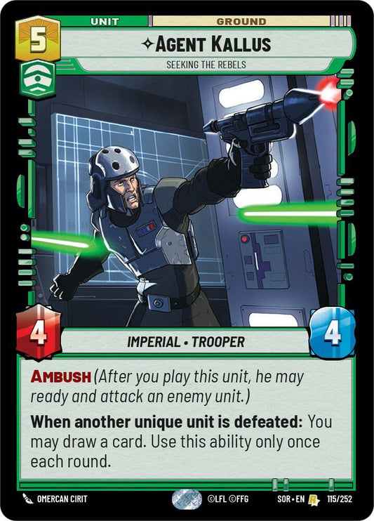Agent Kallus - Seeking the Rebels 115/252 Rare Spark of Rebellion NM/M