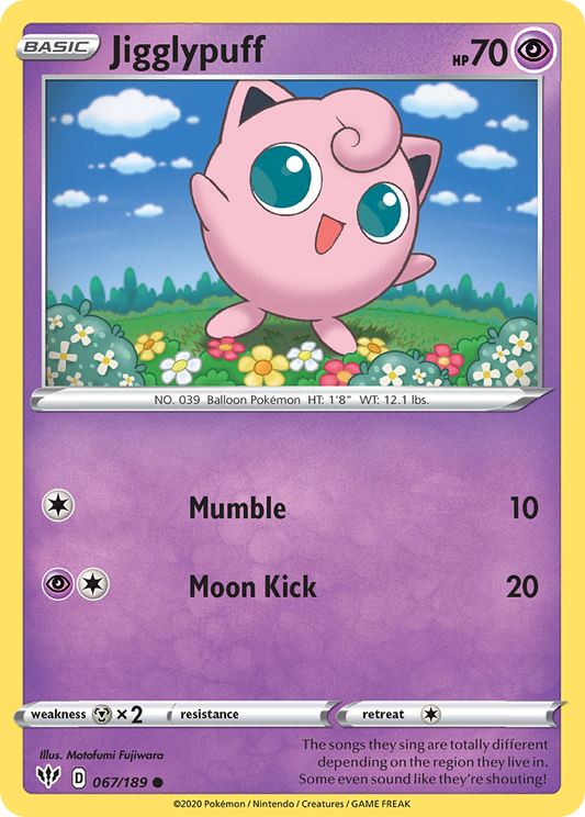 Jigglypuff 067/189 Common Reverse Holo Darkness Ablaze NM/M
