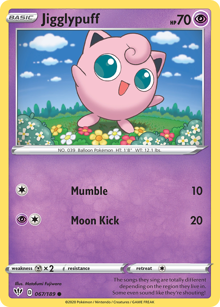 Jigglypuff 067/189 Common Darkness Ablaze NM/M