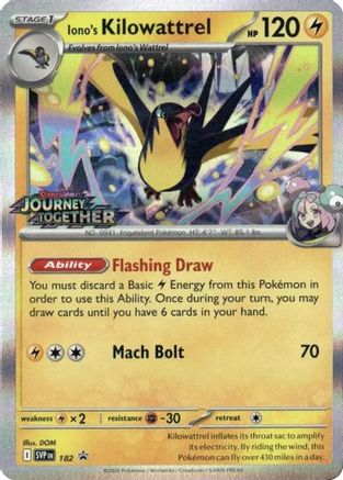 Iono's Kilowattrel (Prerelease) 182 Promo Scarlet & Violet Promo Holo NM/M