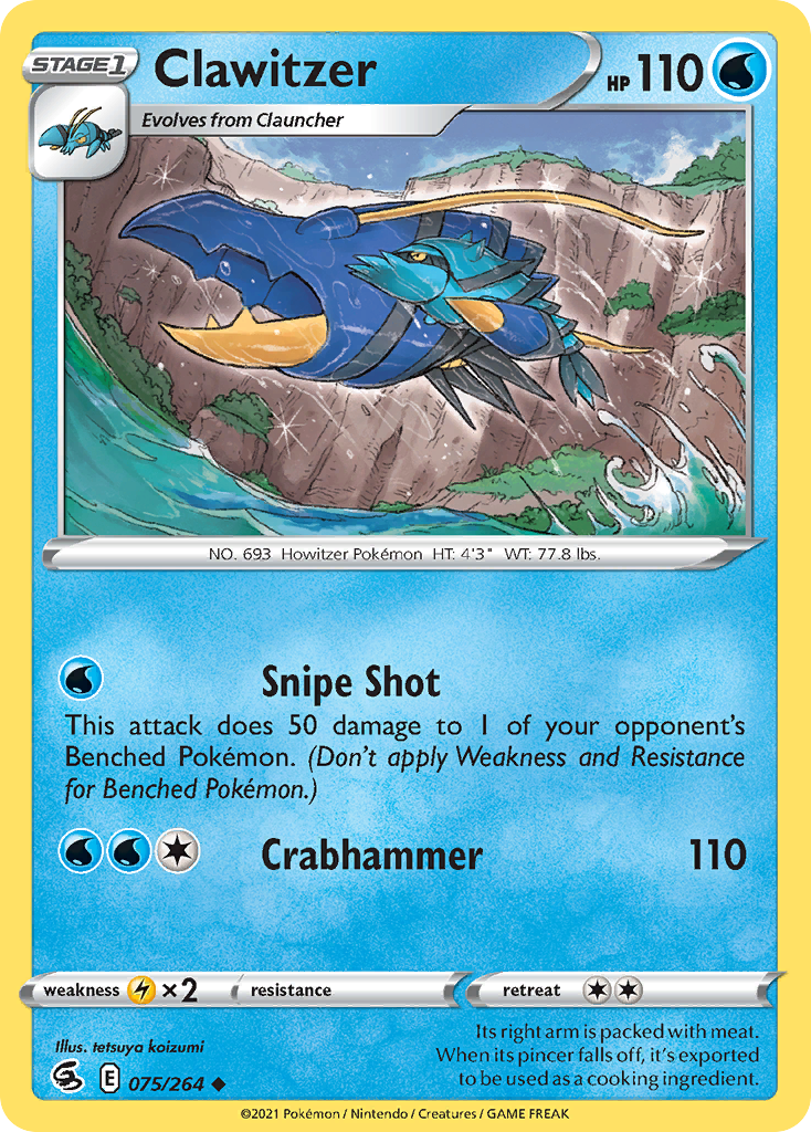 Clawitzer 075/264 UnCommon Reverse Holo Reverse Holo Fusion Strike NM/LP