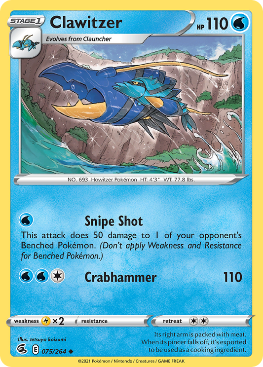 Clawitzer 075/264 Uncommon Reverse Holo Fusion Strike NM/LP