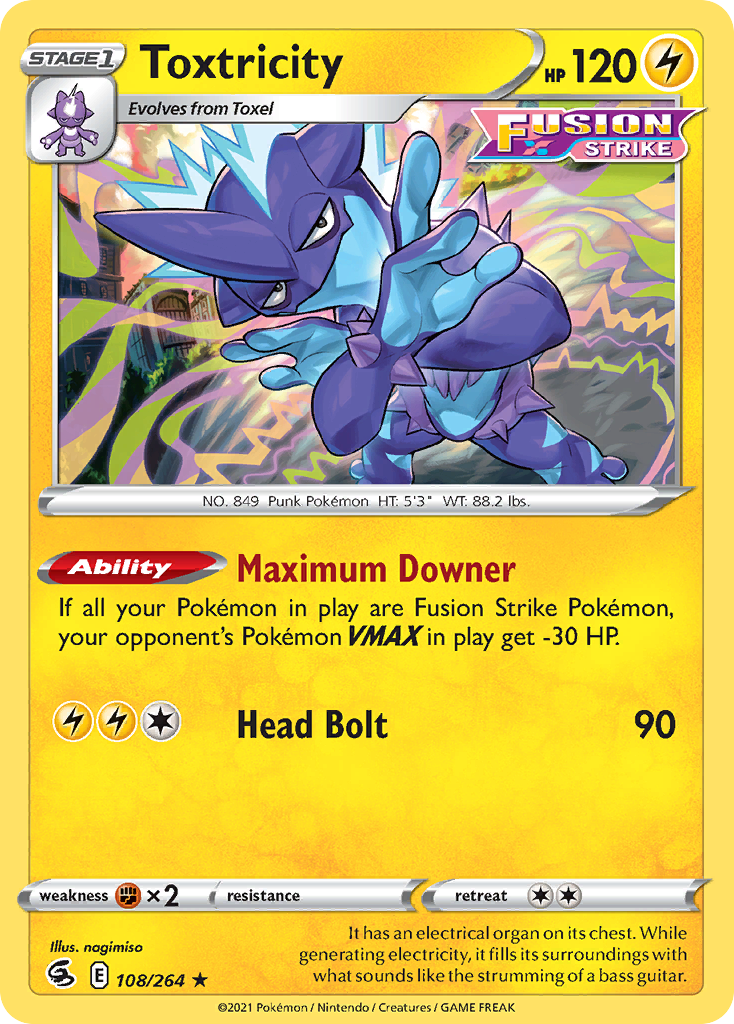 Toxtricity 108/264 Rare Fusion Strike Holo NM/LP
