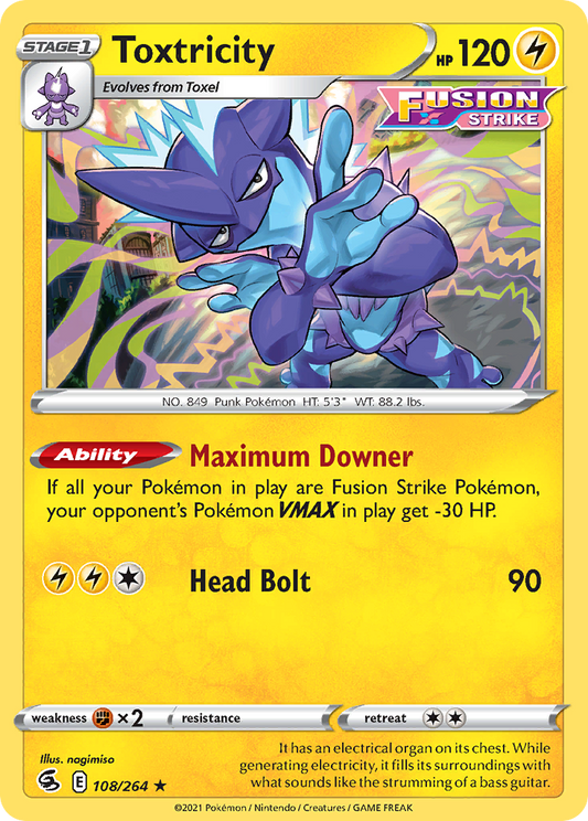 Toxtricity 108/264 Rare Reverse Holo Fusion Strike NM/LP