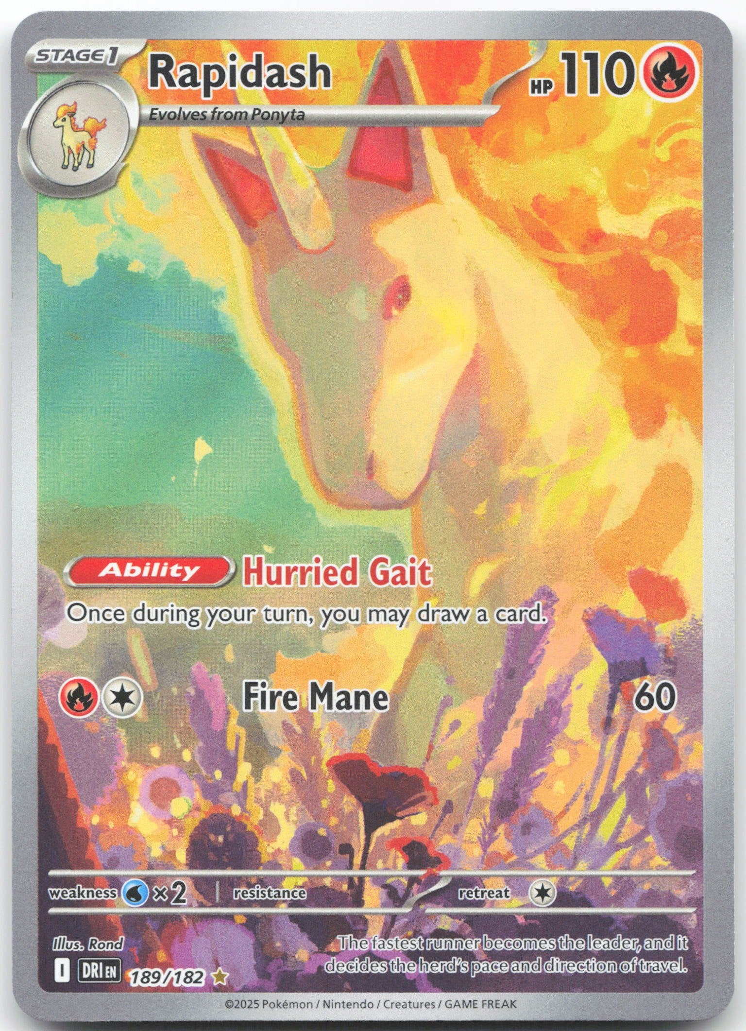 Rapidash Illustration Rare SV10: Destined Rivals 189/182 NM