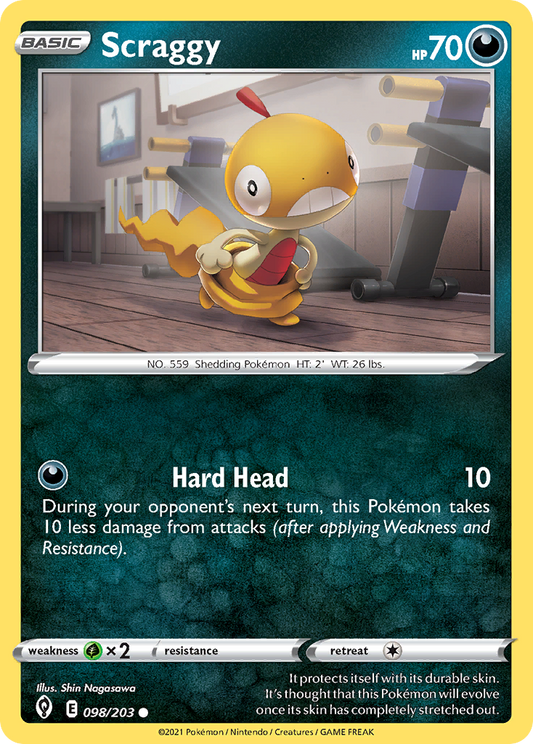 Scraggy 098/203 Common Reverse Holo Evolving Skies NM/LP