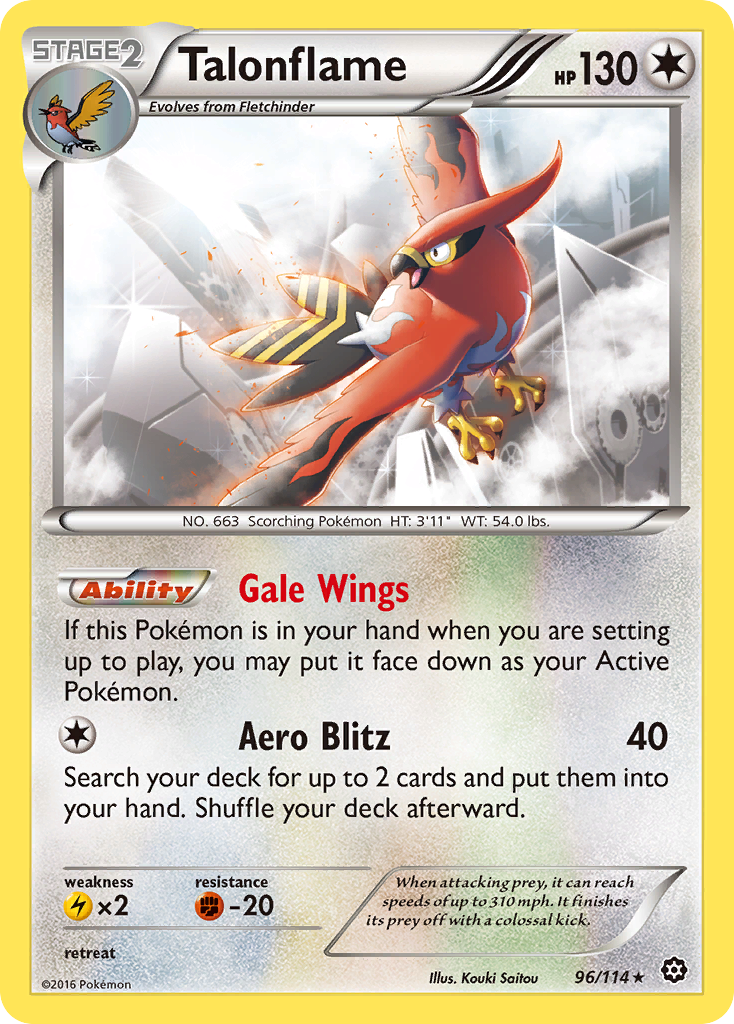 Talonflame 96/114 Rare Reverse Holo Steam Siege NM/M