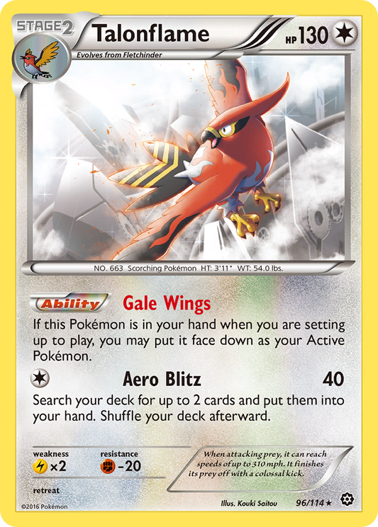 Talonflame 96/114 Rare Reverse Holo Steam Siege NM/M