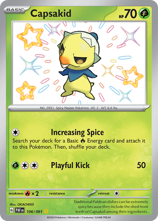 Capsakid 106/091 Shiny Rare Paldean Fates NM/M