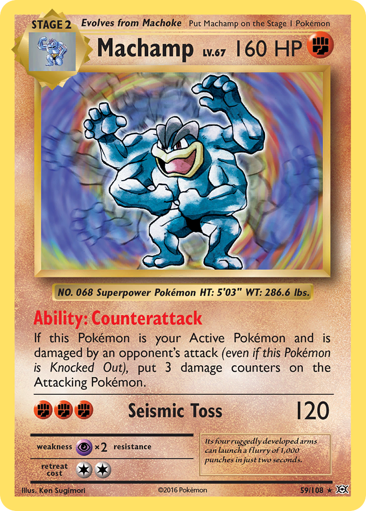 Machamp 59/108 Rare Reverse Holo Evolutions Holo NM/M