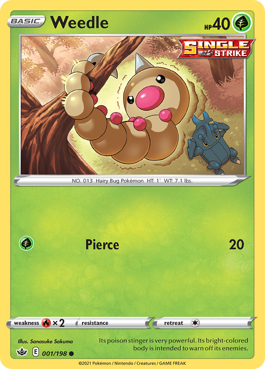 Weedle 001/198 Common Reverse Holo Chilling Reign NM/LP