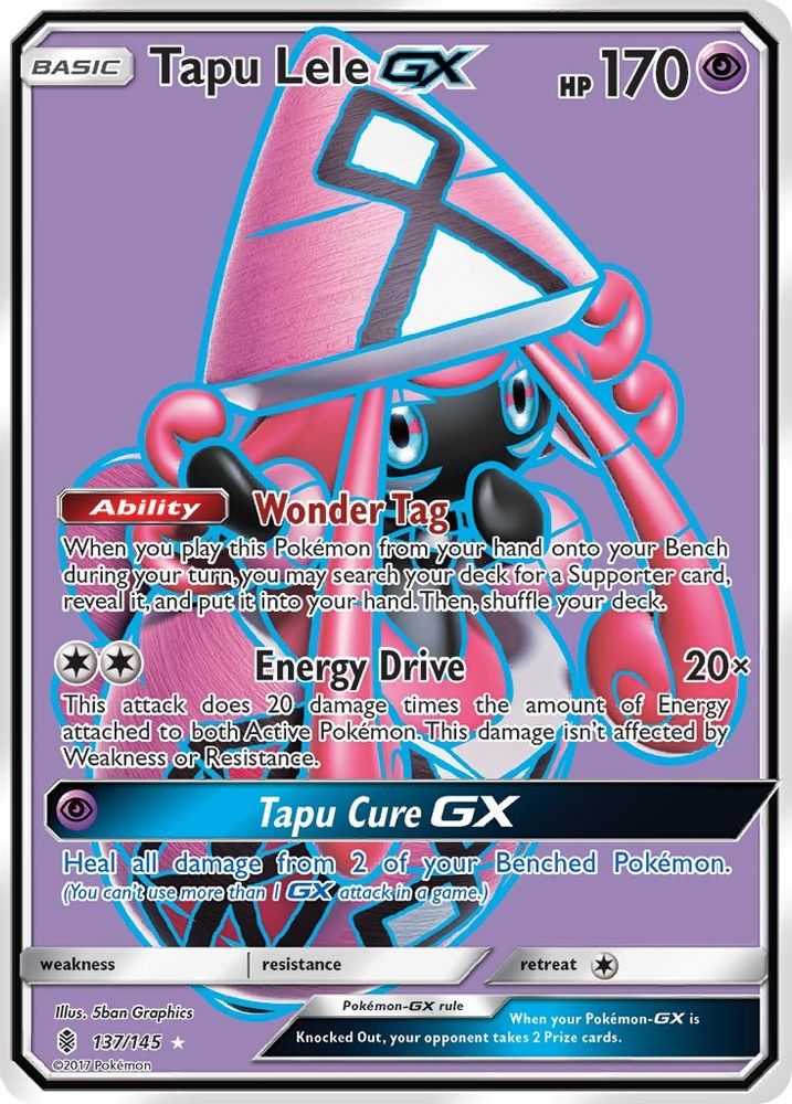 Tapu Lele GX (Full Art) 137/145 Ultra Rare Guardians Rising Holo NM/M