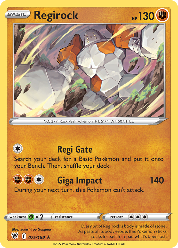 Regirock 075/189 Rare Reverse Holo Astral Radiance NM/LP