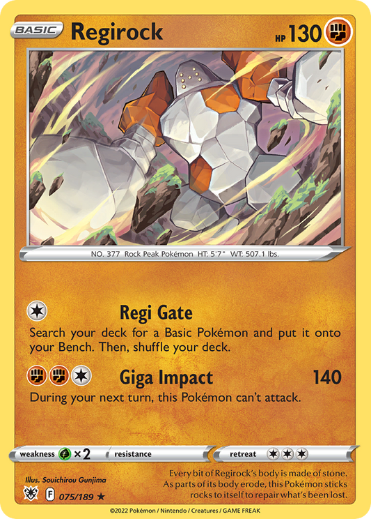 Regirock 075/189 Rare Reverse Holo Astral Radiance NM/LP